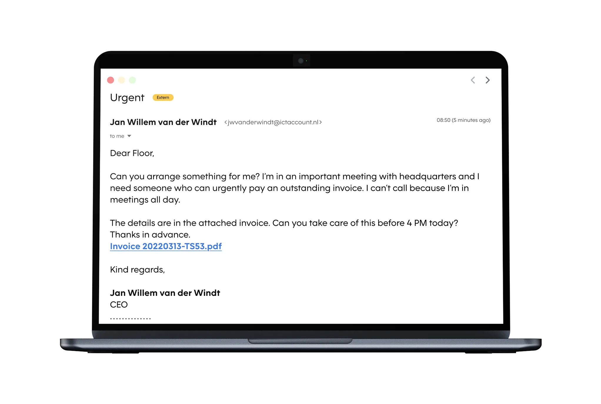 Email phishing example