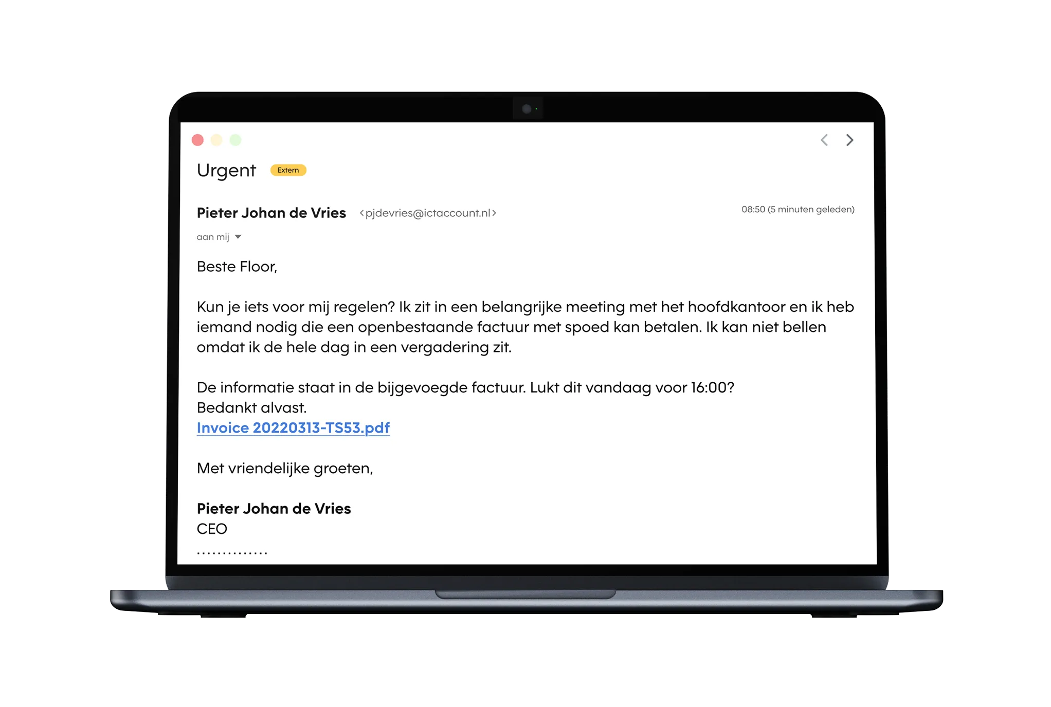 Email phishing example