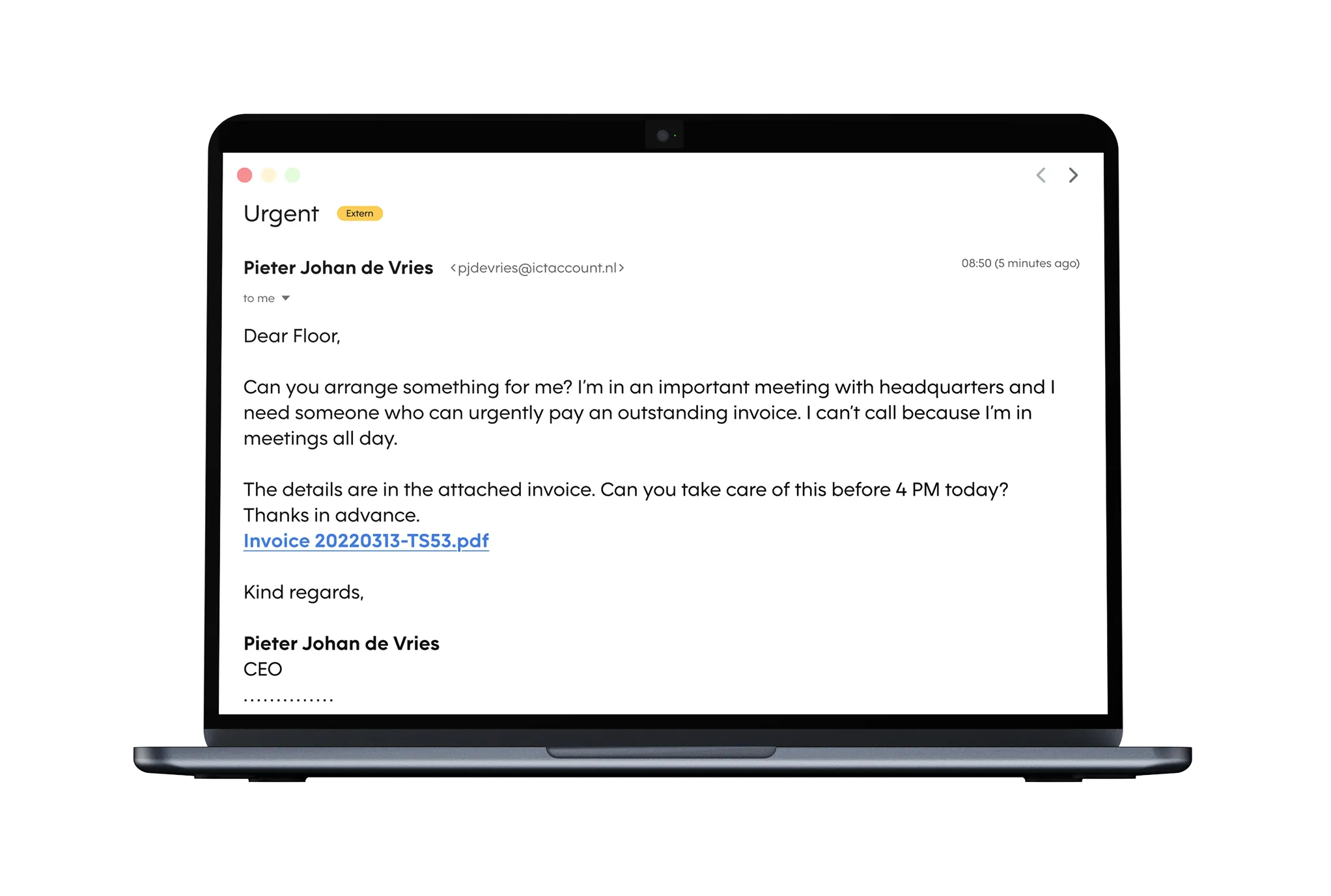 Email phishing example